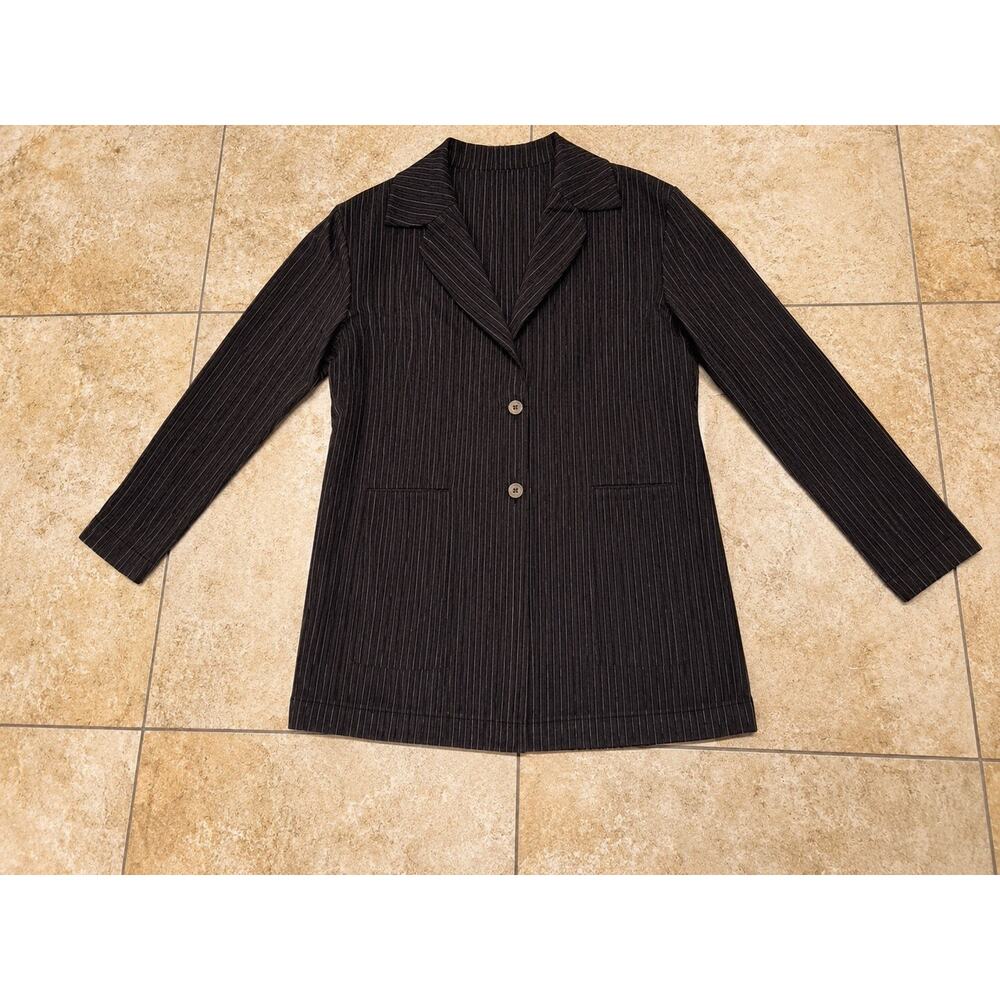 MAX MARA Brown Pinstripe Blazer Jacket Women’s Size 10 Missing Button Made Italy